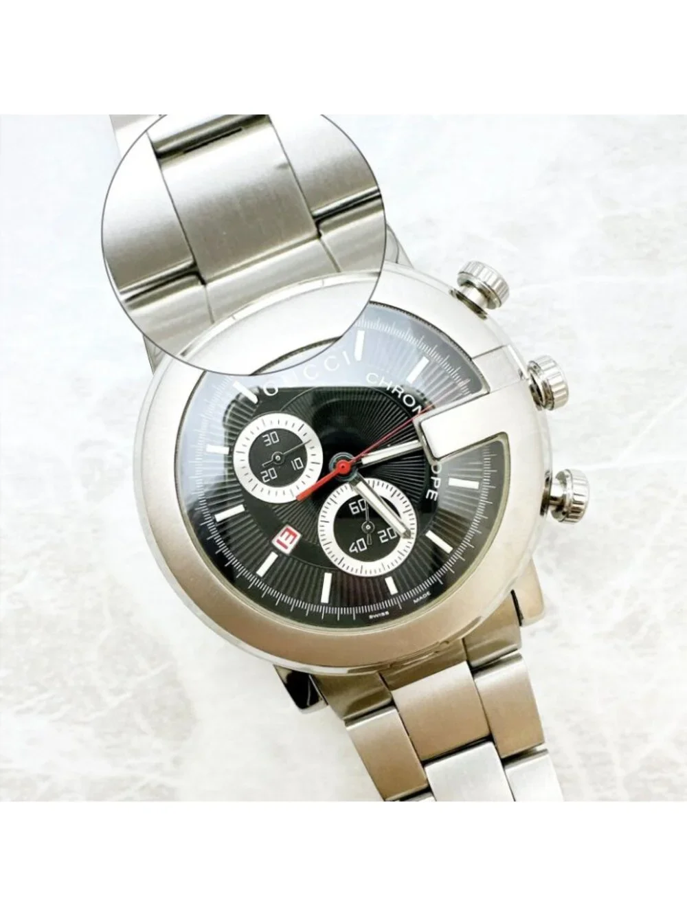 Gucci Chrono Watch Quartz Stainless Steel with Booklet